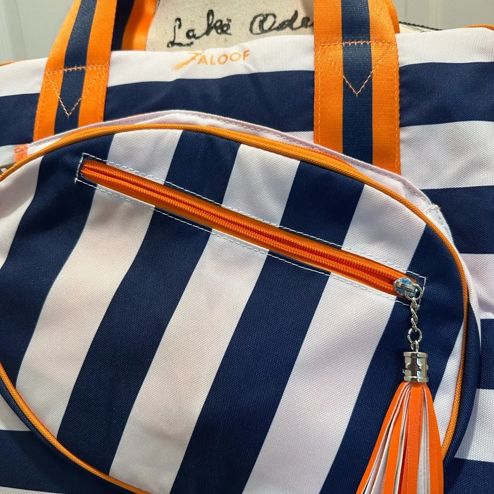 Aloof Navy and Orange Striped Women's Bag